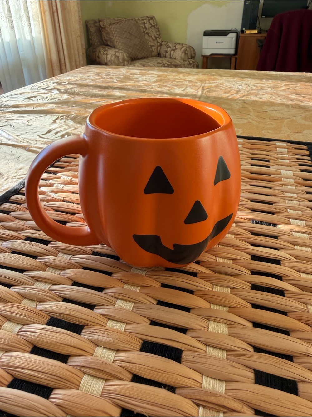 Tim Hortons Colour Changing Orange Pumpkin Ceramic Mug with Jack-O'-Lantern Face
